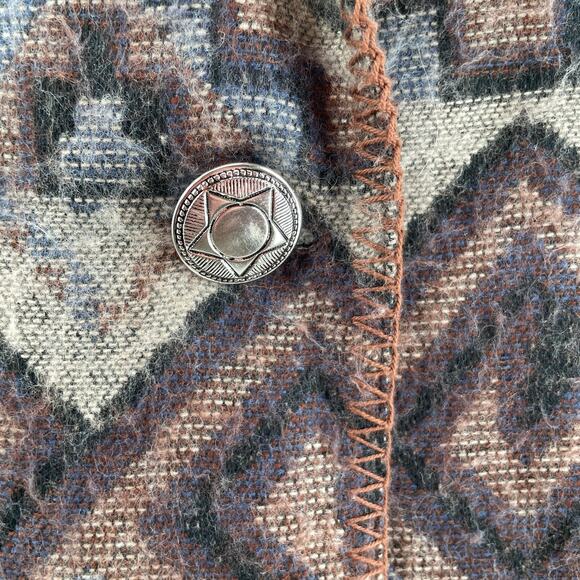 David Paul New York Vintage 80s Brown Aztec Ethnic Soft Flannel Retro Blazer M - Picture 9 of 13